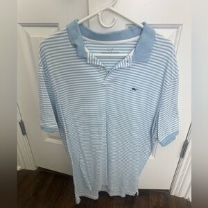 Vineyard Vines Light Blue and White Polo Shirt